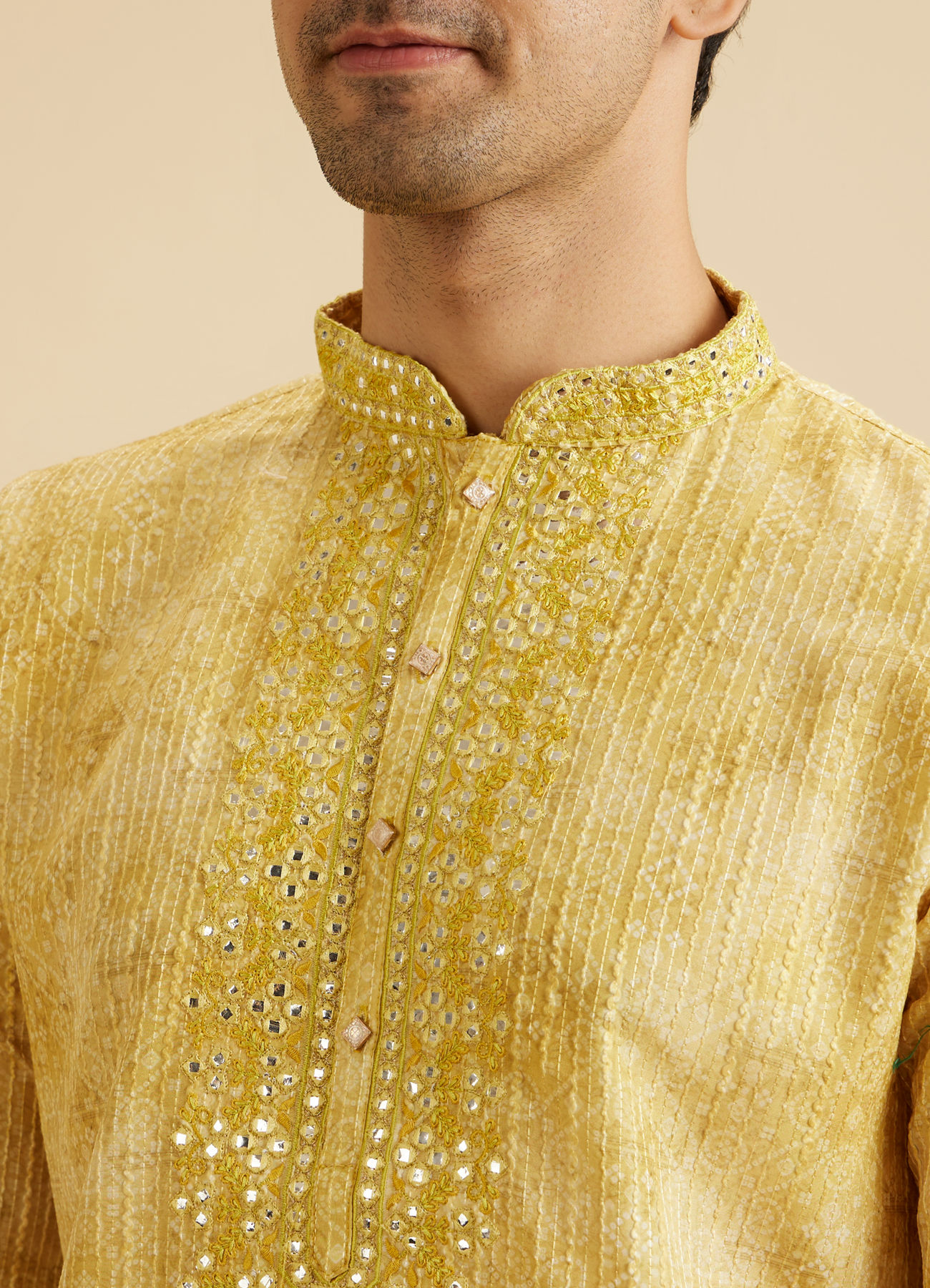 Manyavar Men Radiant Mustard Kurta Pajama Set