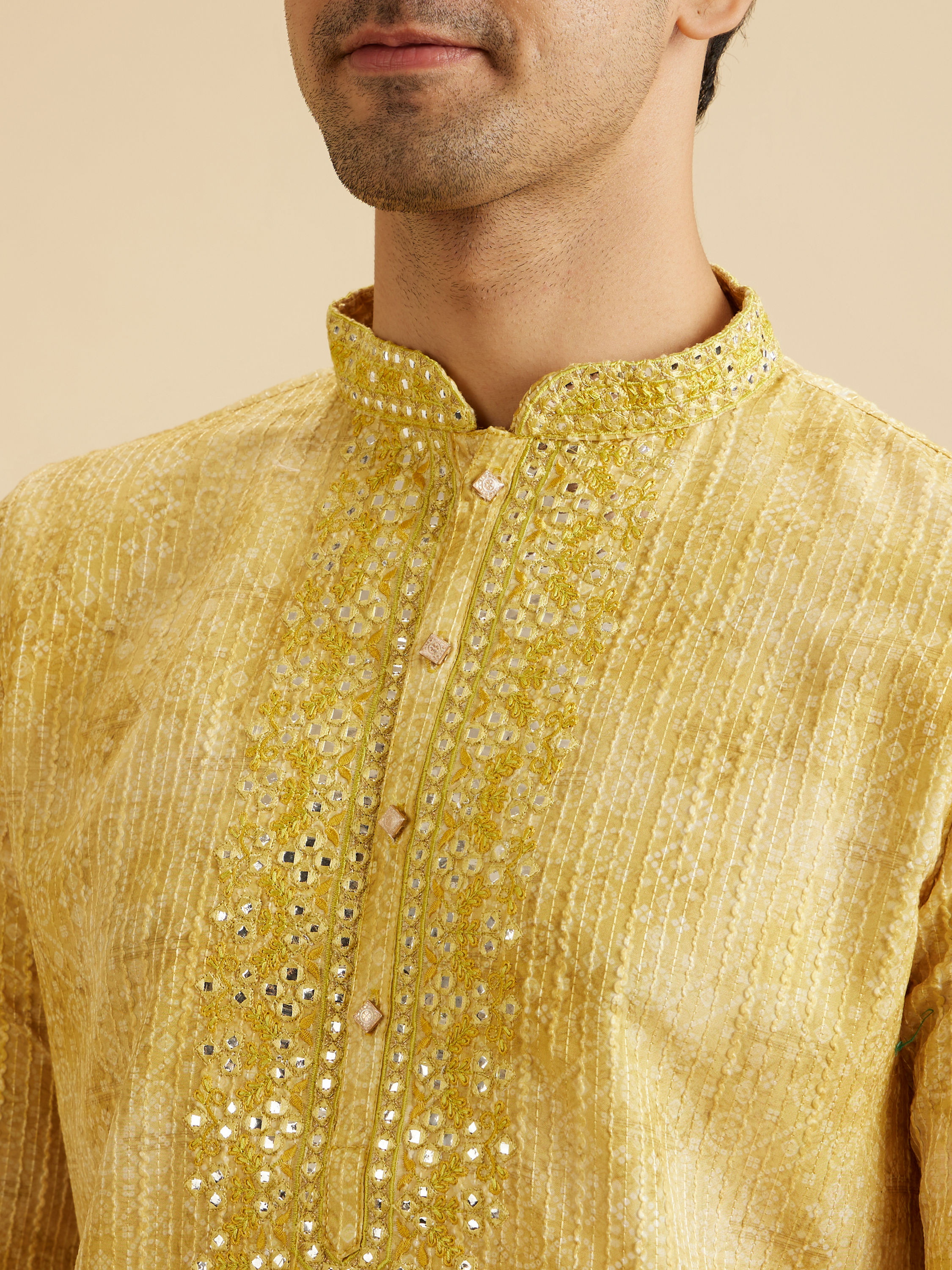 Manyavar Men Radiant Mustard Kurta Pajama Set