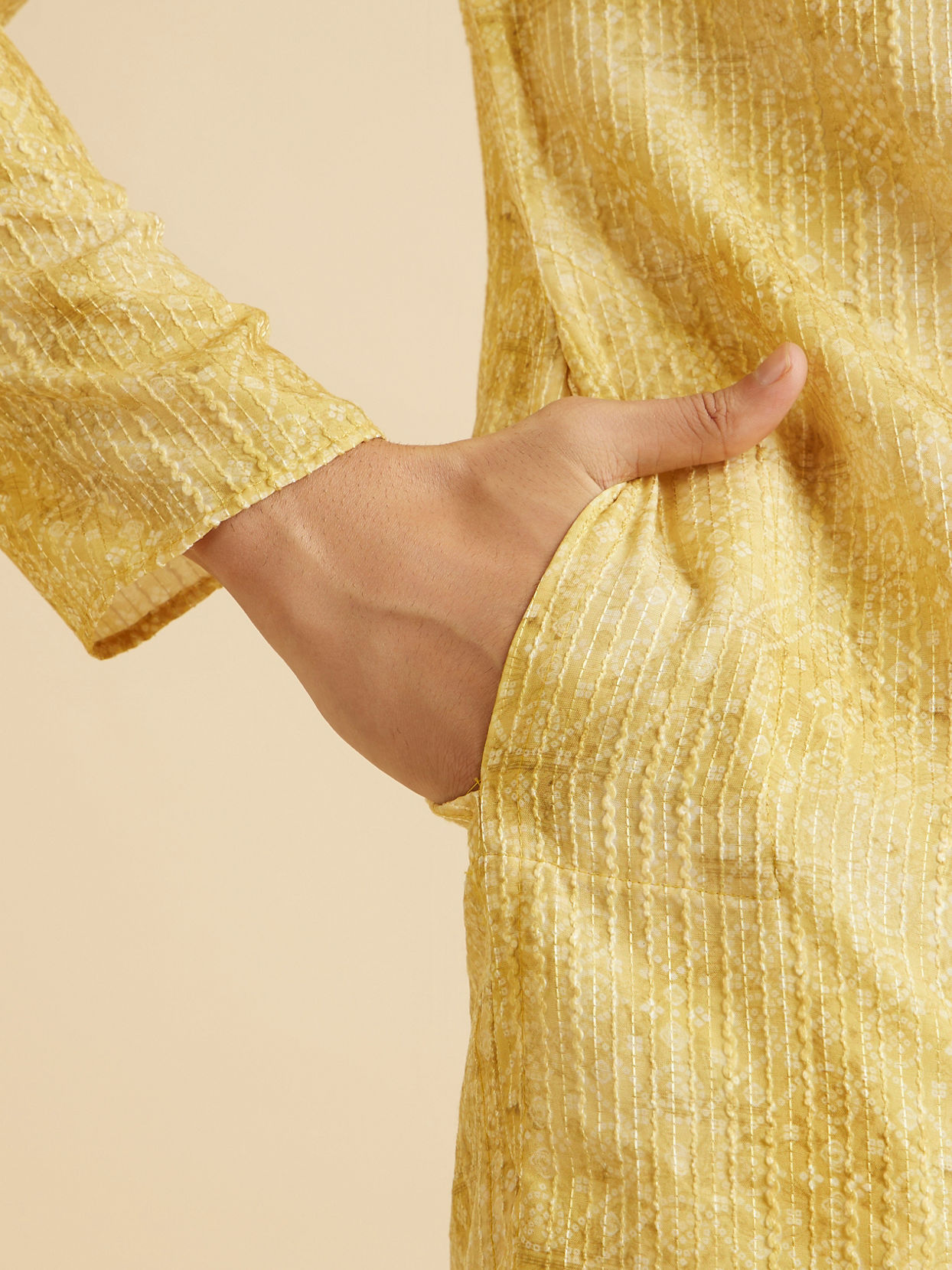 Manyavar Men Radiant Mustard Kurta Pajama Set