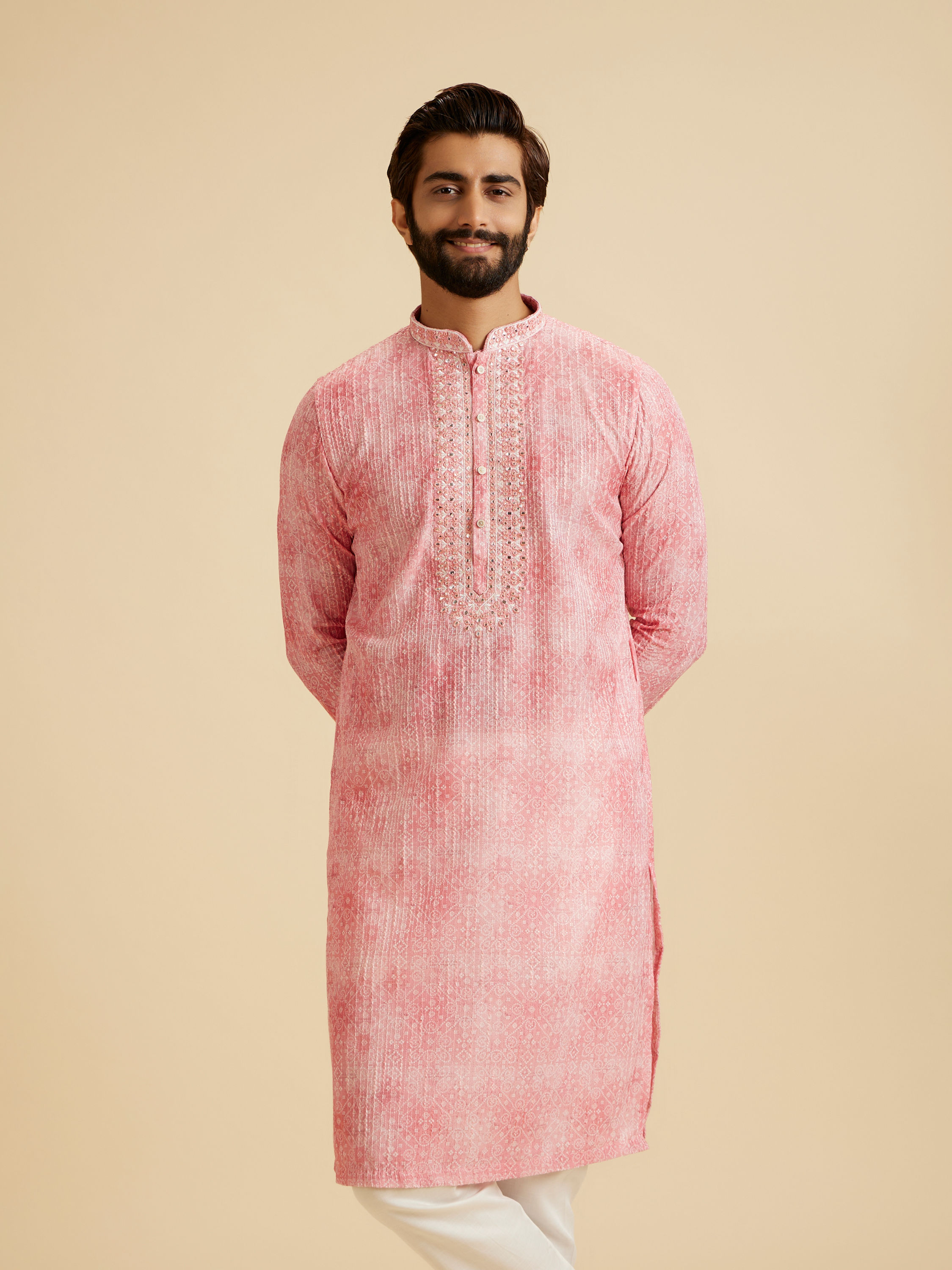 Manyavar Men Cherry Blossom Elegance Kurta Pajama