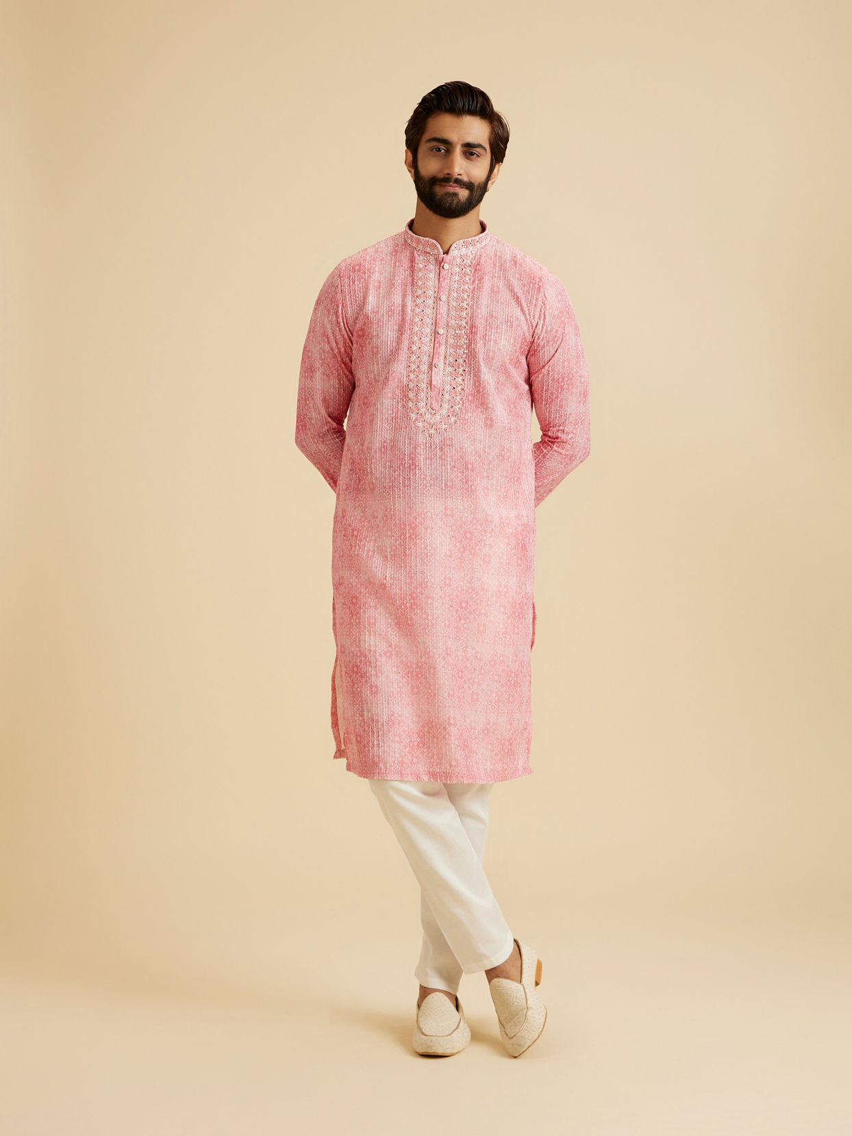 Manyavar Men Cherry Blossom Elegance Kurta Pajama