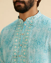 Manyavar Men Light Blue Splendor Kurta Pajama