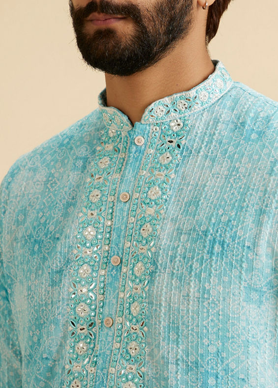 Manyavar Men Light Blue Splendor Kurta Pajama