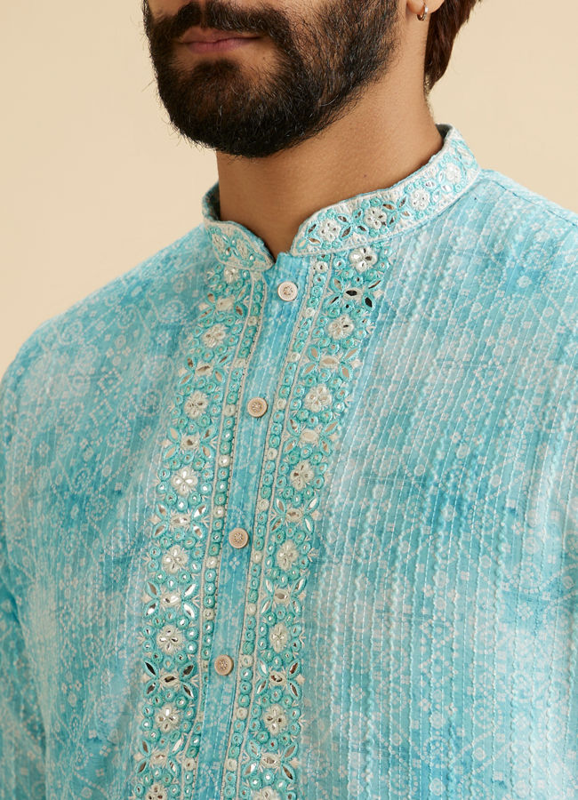 Manyavar Men Light Blue Splendor Kurta Pajama