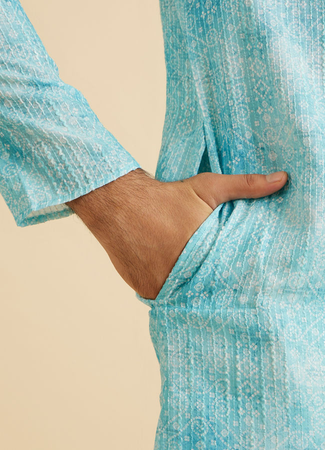 Manyavar Men Light Blue Splendor Kurta Pajama