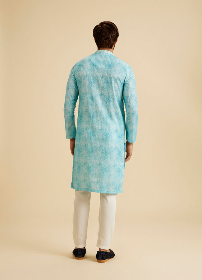 Manyavar Men Light Blue Splendor Kurta Pajama