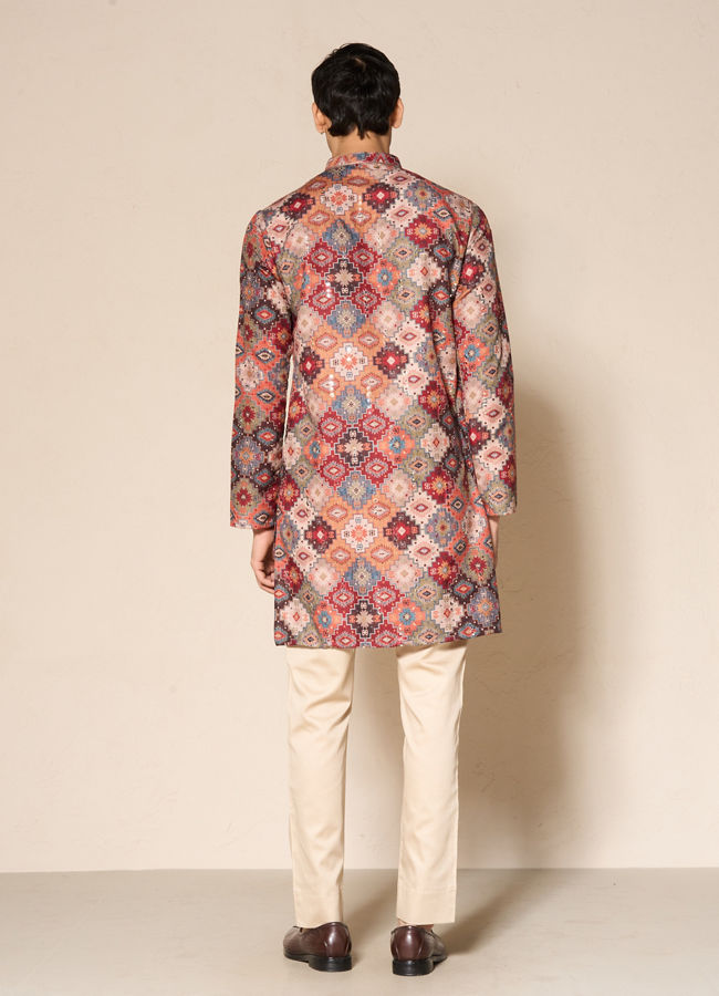 Manyavar Men Vibrant Orange Kurta Pajama