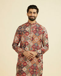 Manyavar Men Vibrant Orange Kurta Pajama