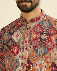 Manyavar Men Vibrant Orange Kurta Pajama