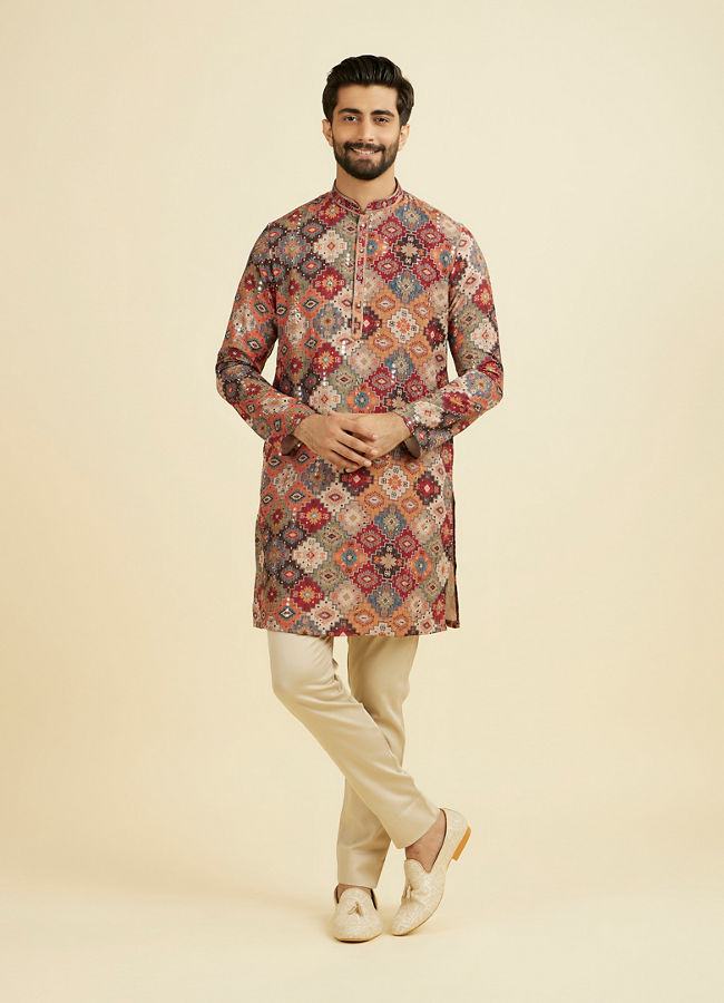 Manyavar Men Vibrant Orange Kurta Pajama