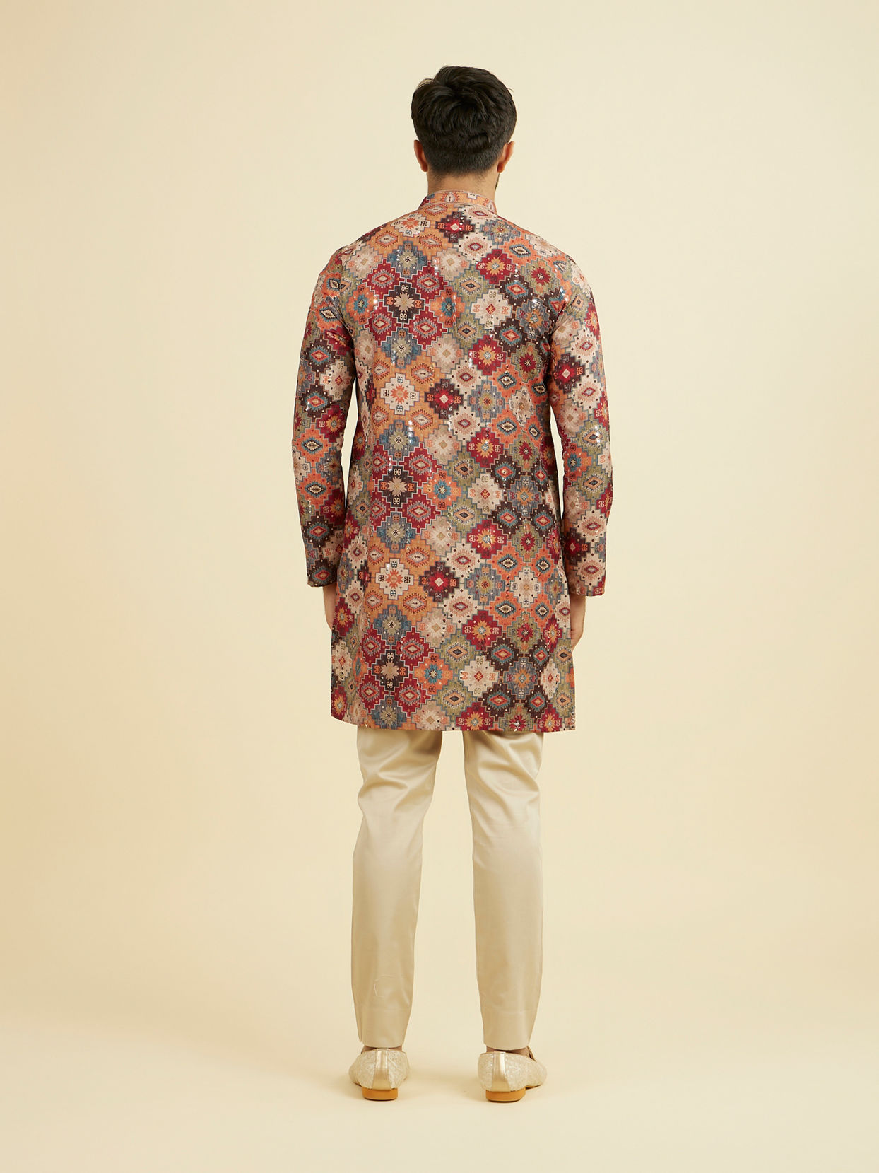 Manyavar Men Vibrant Orange Kurta Pajama