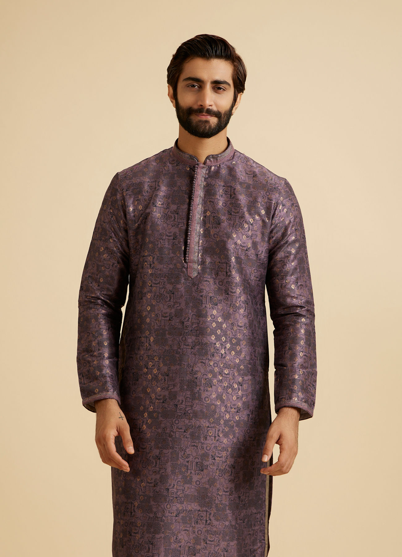 Manyavar Men Purple Majesty Kurta Pajama Set