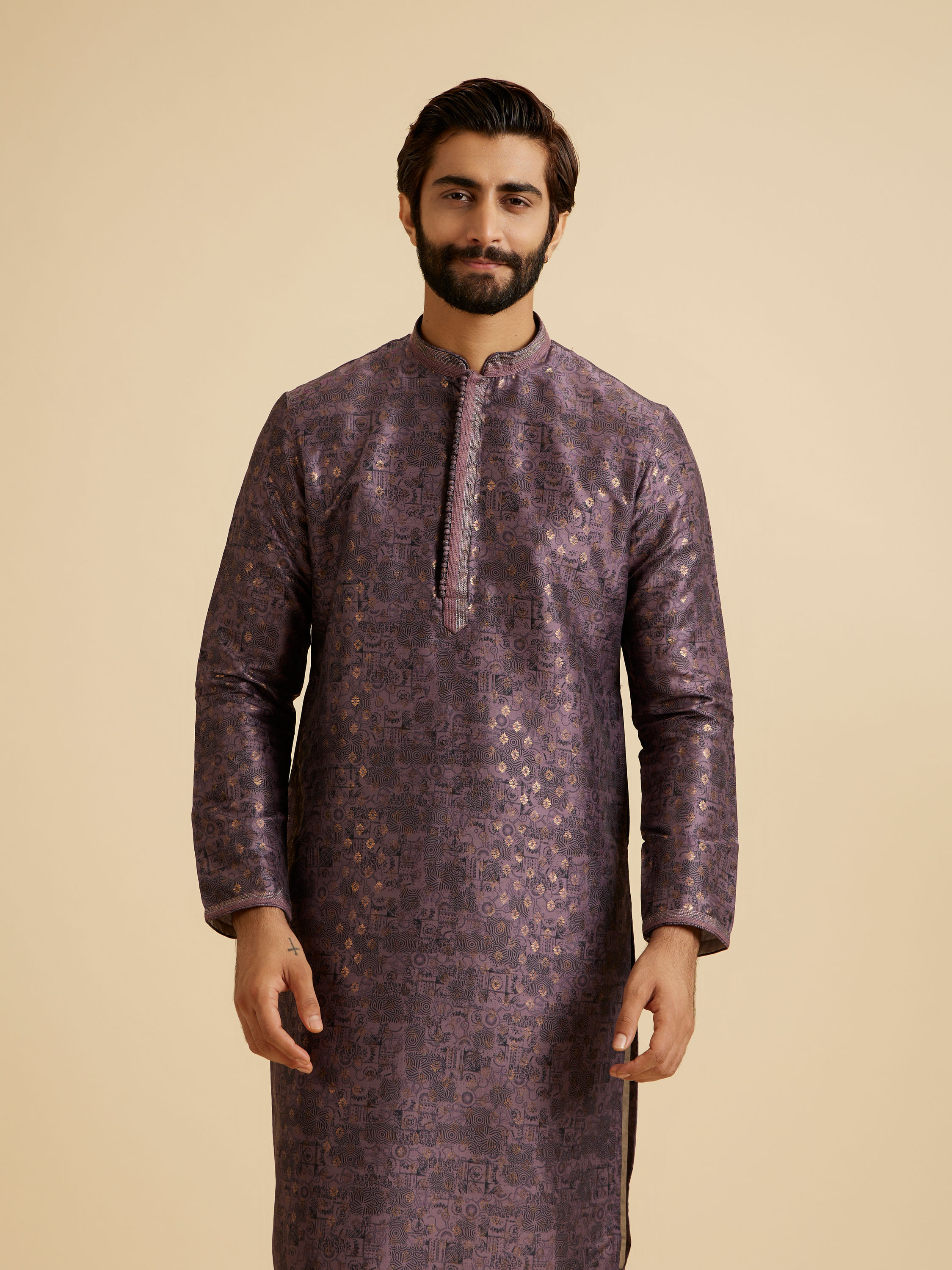 Manyavar Men Purple Majesty Kurta Pajama Set