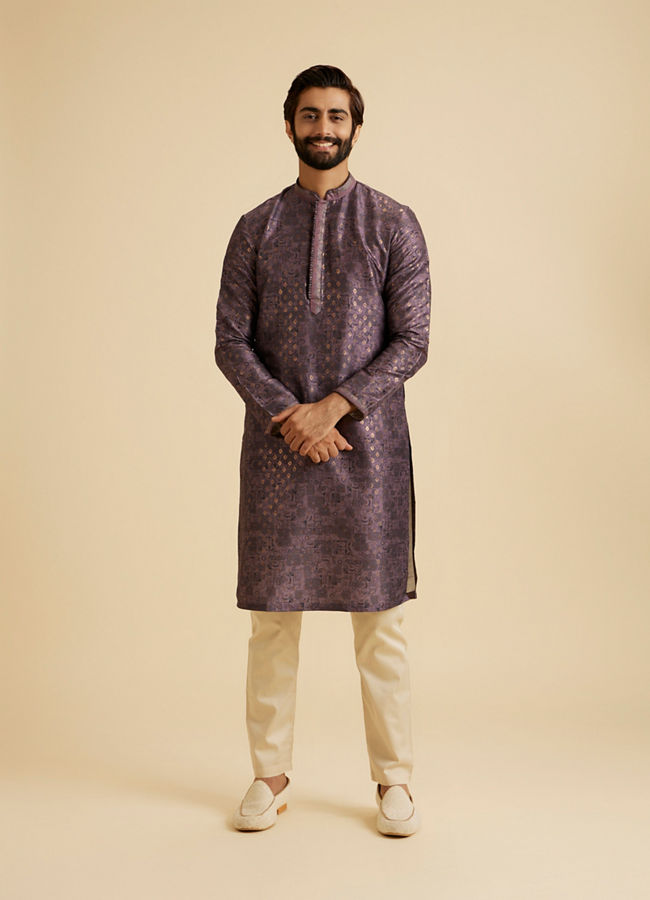 Manyavar Men Purple Majesty Kurta Pajama Set
