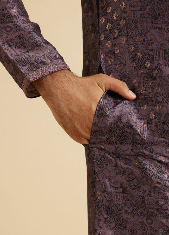 Manyavar Men Purple Majesty Kurta Pajama Set
