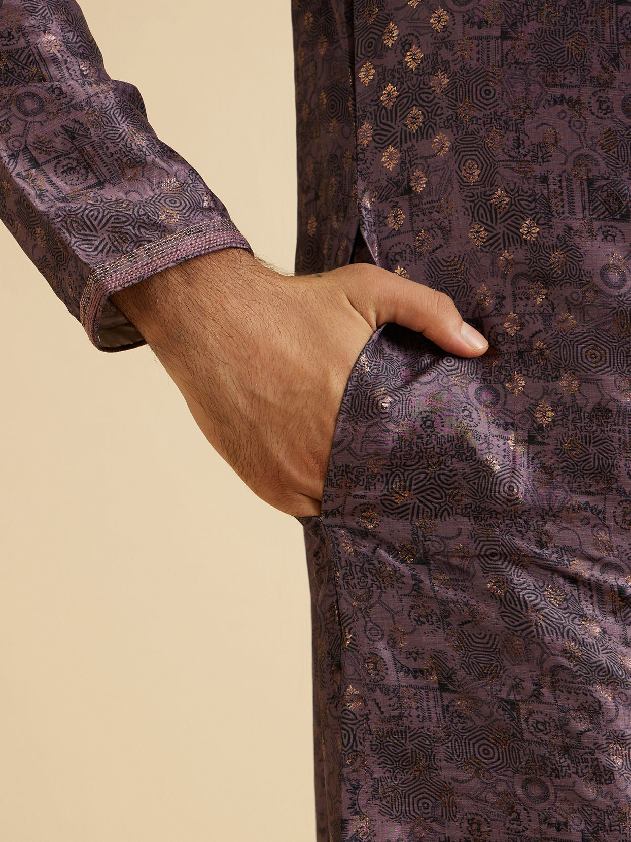 Manyavar Men Purple Majesty Kurta Pajama Set