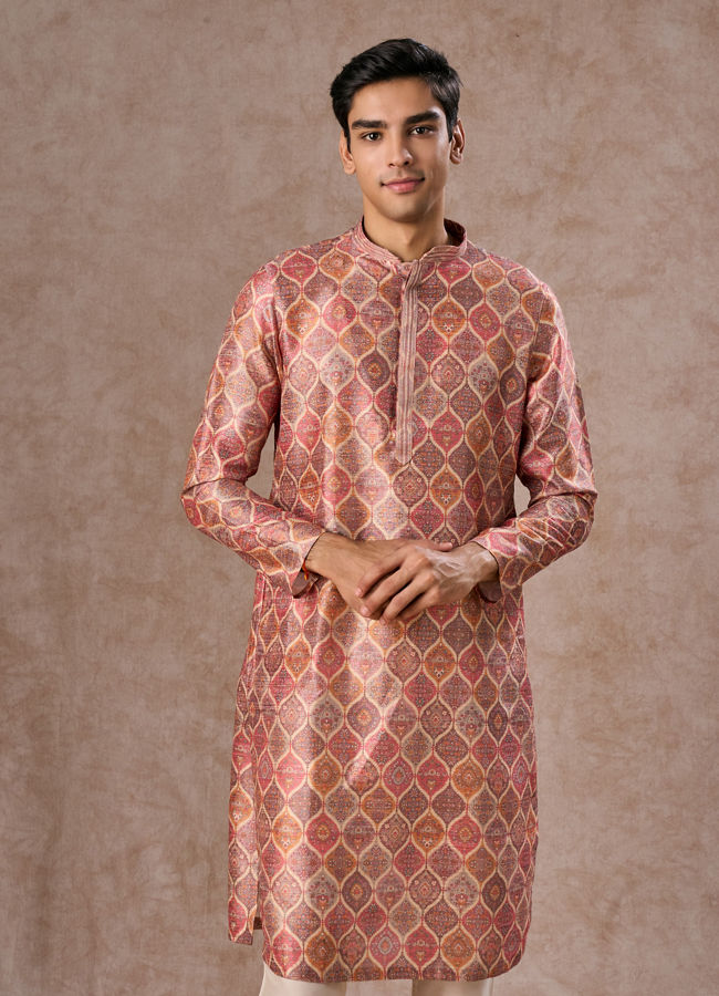 Manyavar Men Beige Classic Kurta Pajama