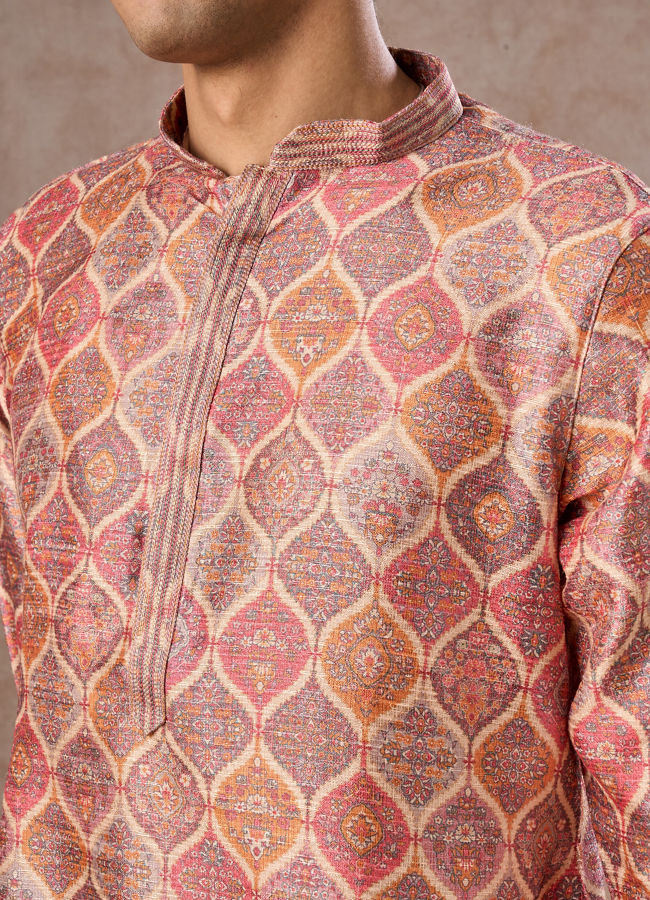Manyavar Men Beige Classic Kurta Pajama
