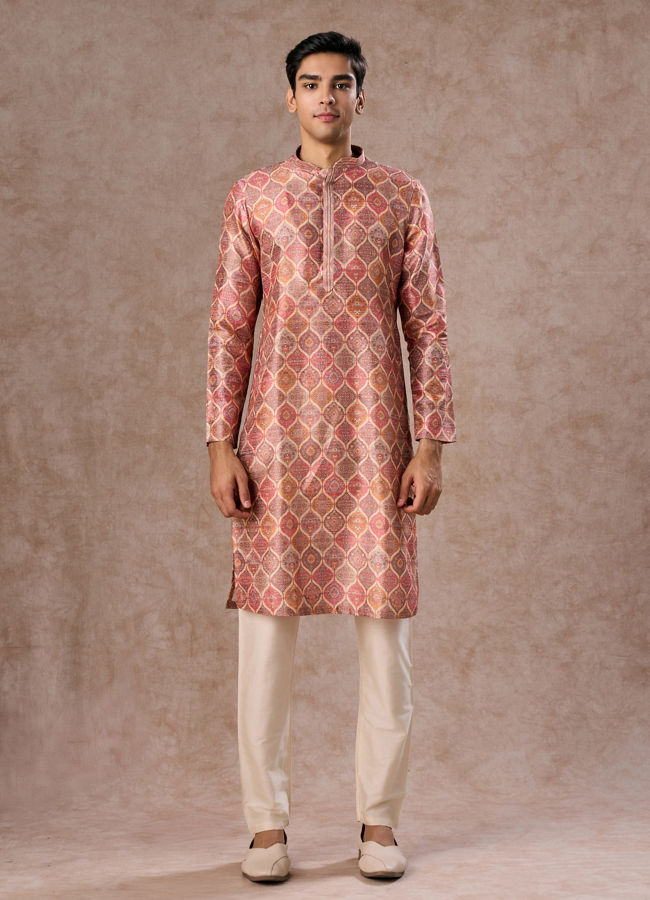 Manyavar Men Beige Classic Kurta Pajama