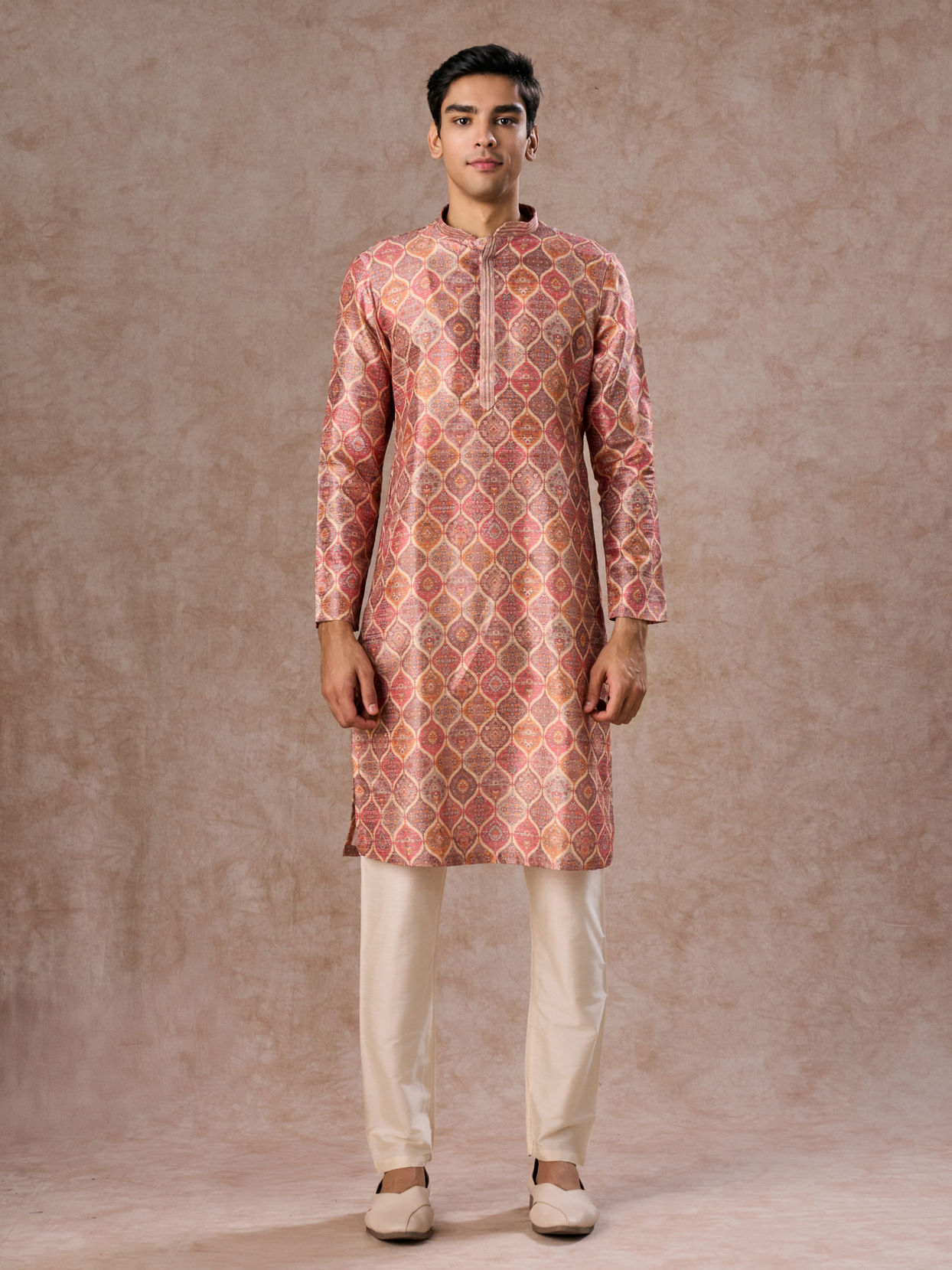 Manyavar Men Beige Classic Kurta Pajama
