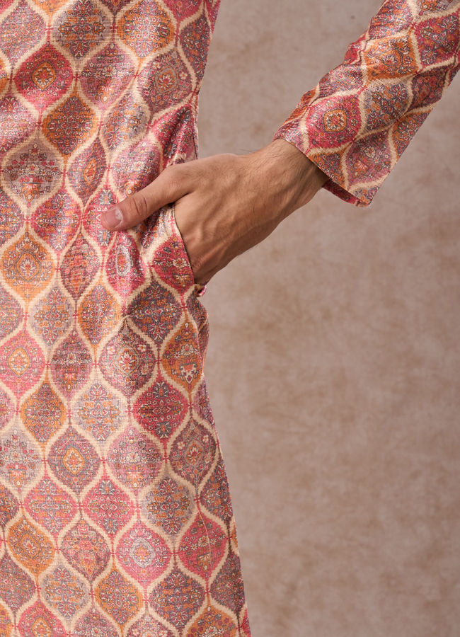 Manyavar Men Beige Classic Kurta Pajama