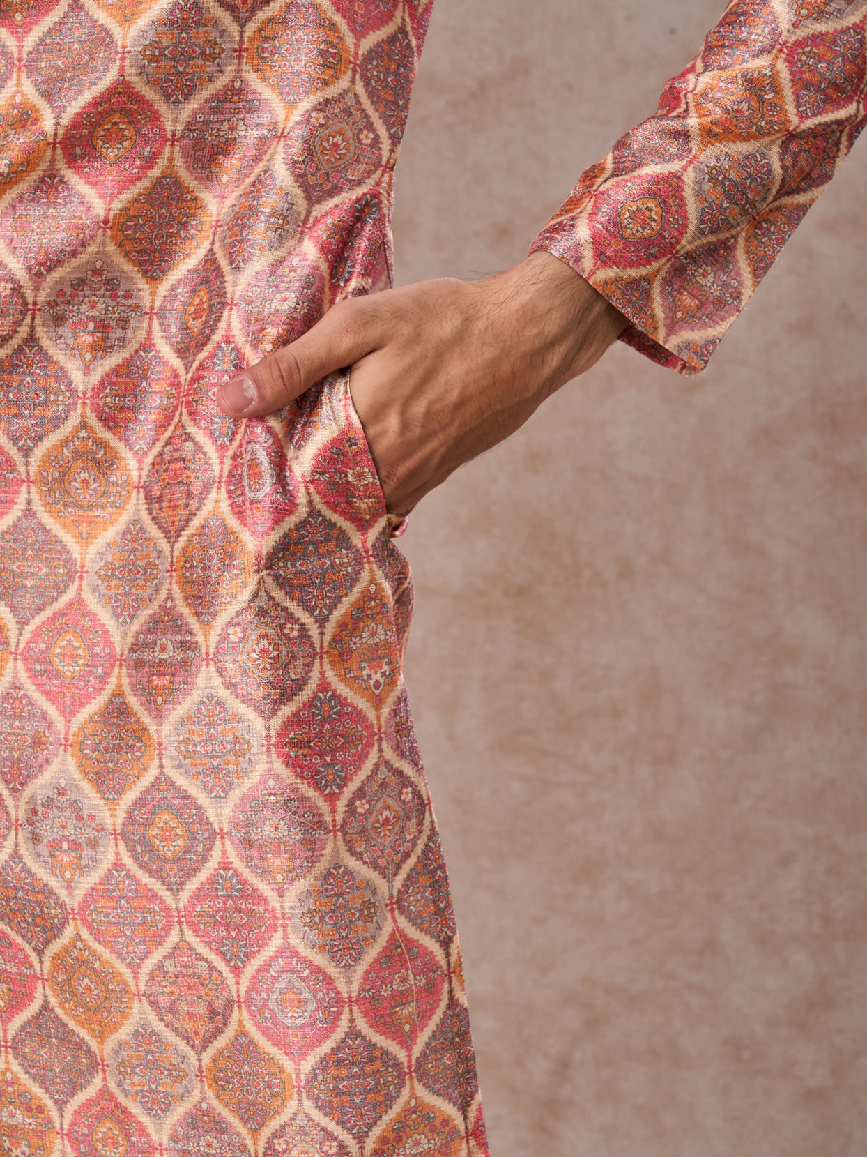 Manyavar Men Beige Classic Kurta Pajama