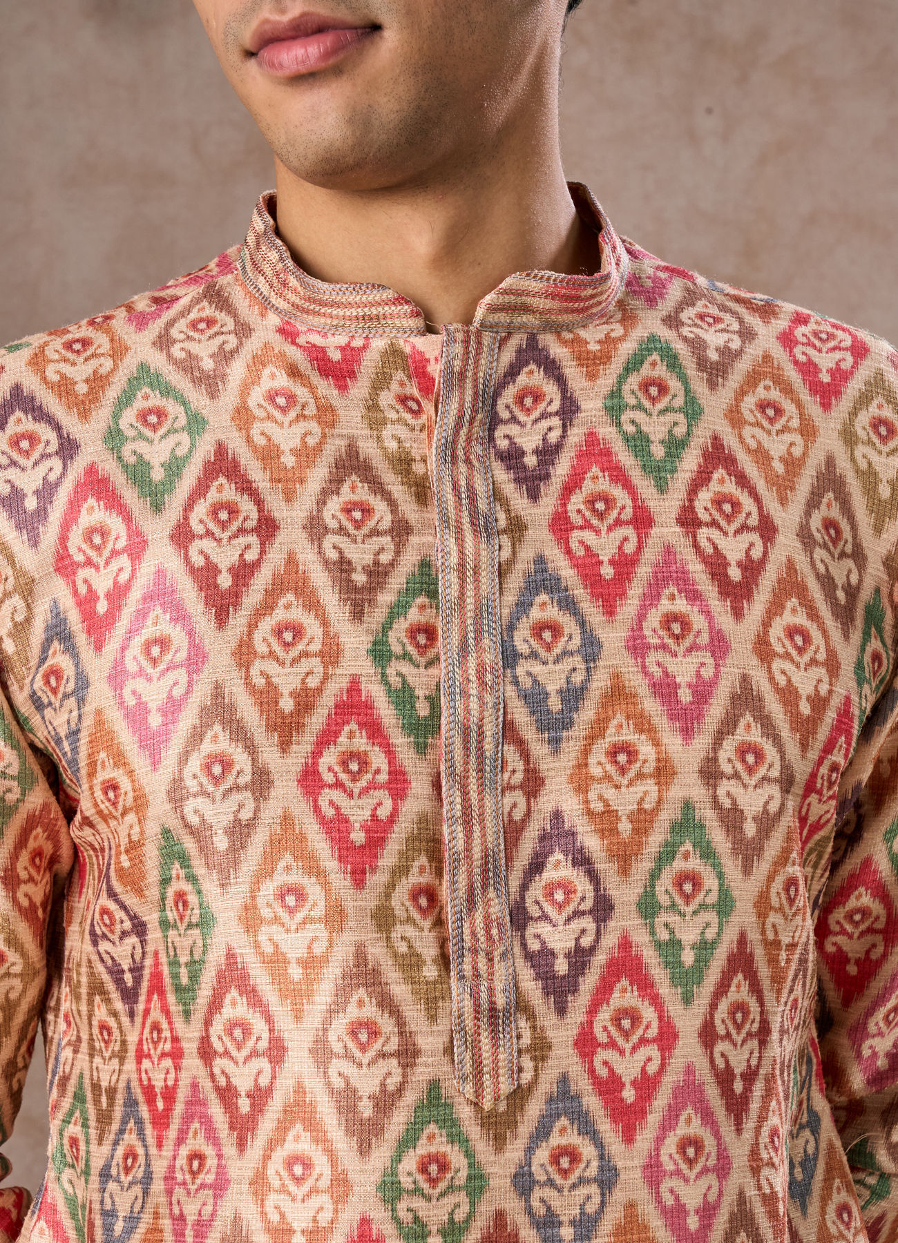 Manyavar Men Elegant Beige Royal Kurta Pajama