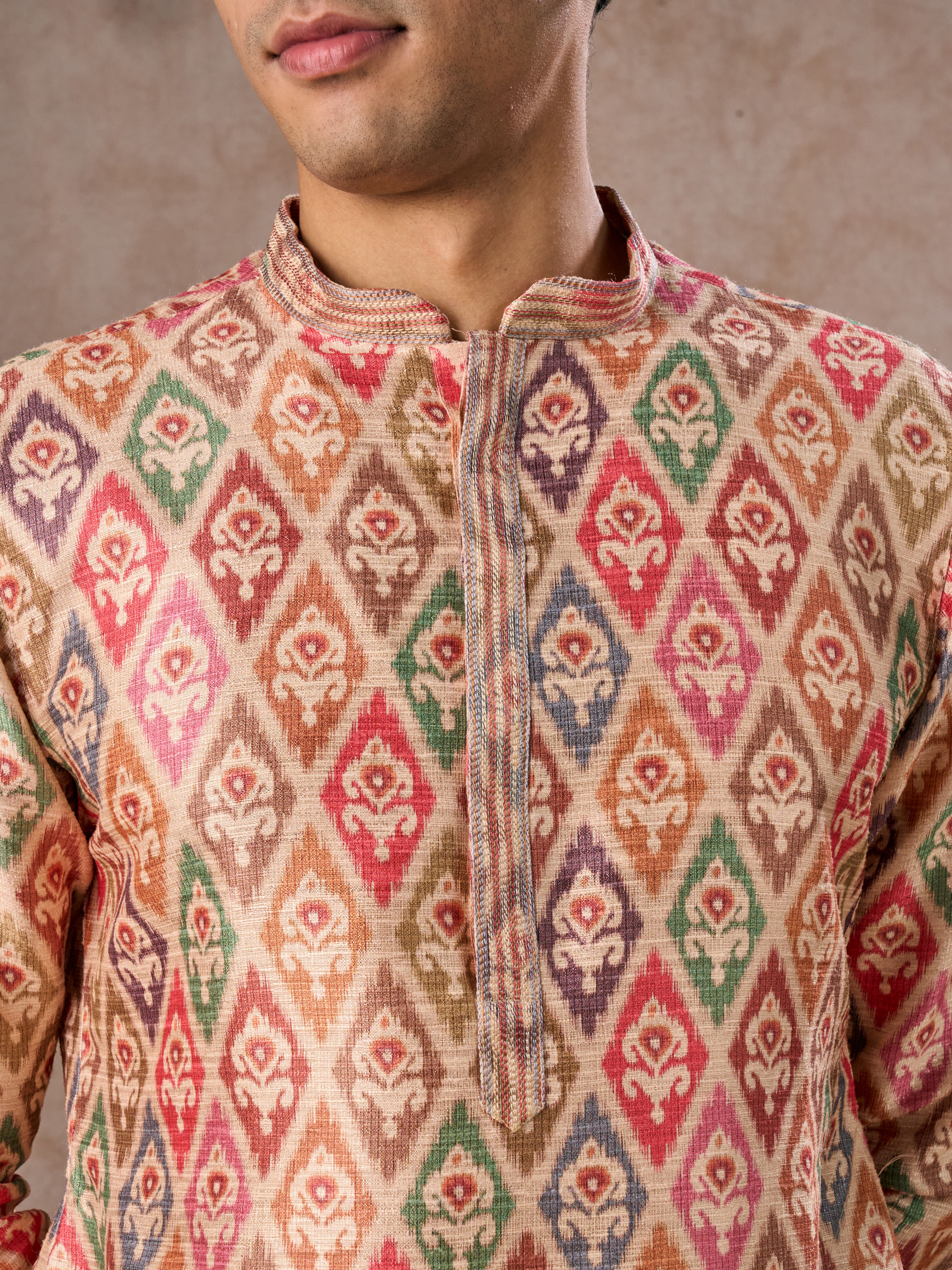 Manyavar Men Elegant Beige Royal Kurta Pajama