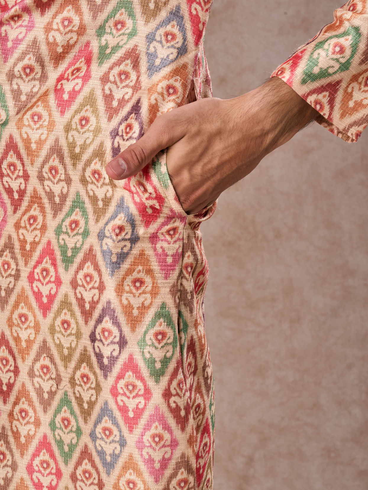 Manyavar Men Elegant Beige Royal Kurta Pajama