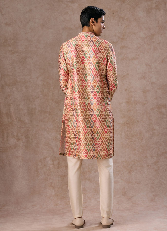 Manyavar Men Elegant Beige Royal Kurta Pajama