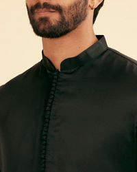 Manyavar Men Black Elegance Satin Kurta Pajama
