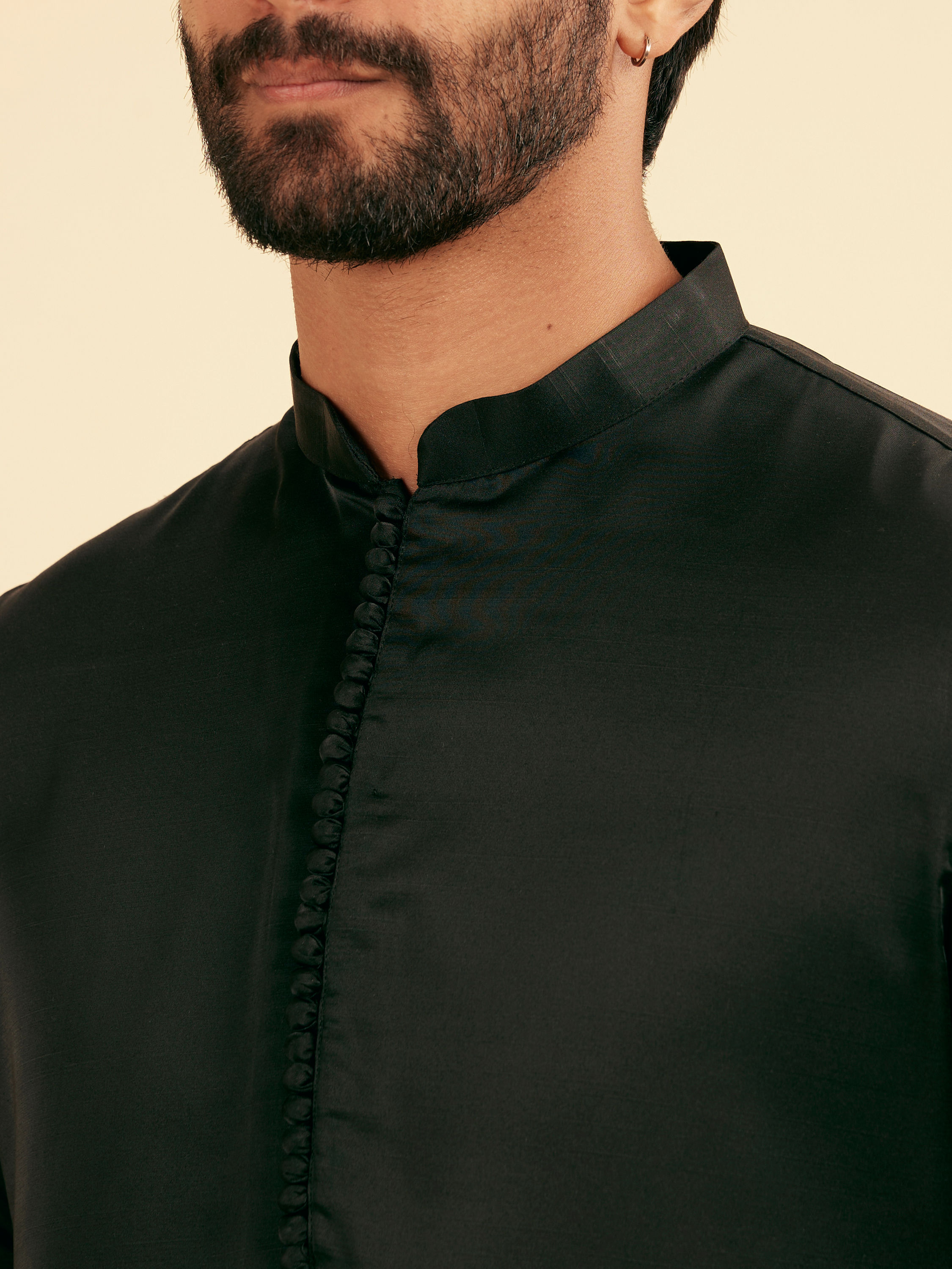 Manyavar Men Black Elegance Satin Kurta Pajama
