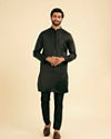 Manyavar Men Black Elegance Satin Kurta Pajama