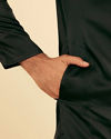 Manyavar Men Black Elegance Satin Kurta Pajama