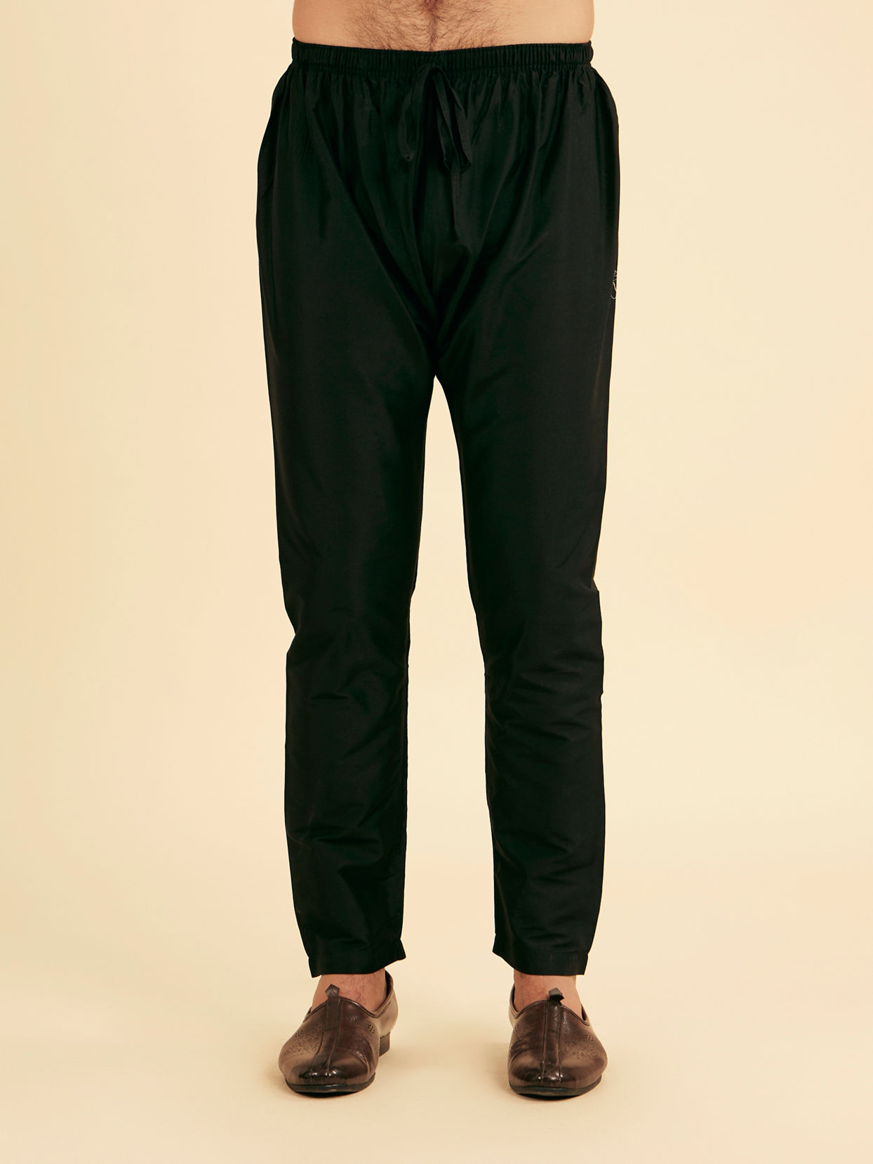 Manyavar Men Black Elegance Satin Kurta Pajama