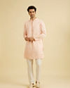 Manyavar Men Glowing Pink Satin Kurta Pajama