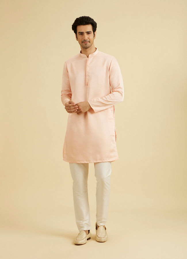 Manyavar Men Glowing Pink Satin Kurta Pajama