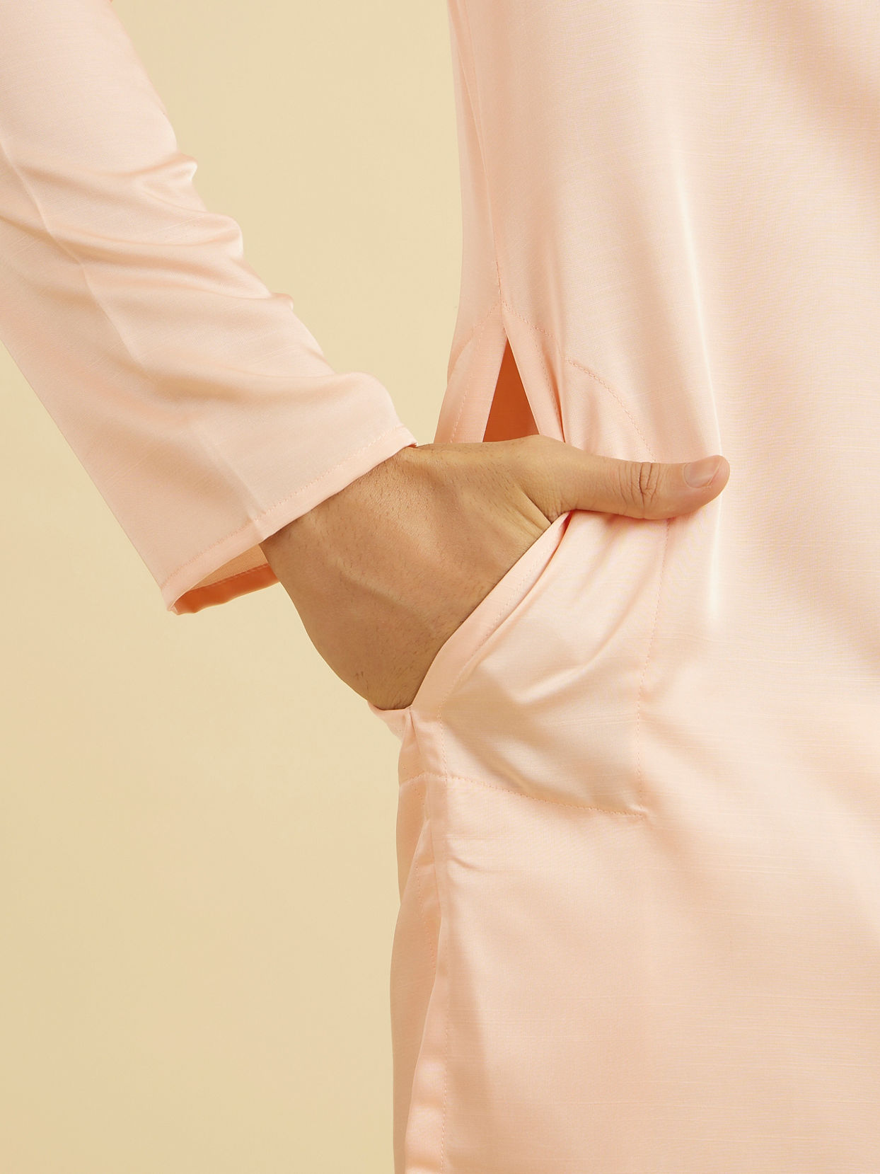 Manyavar Men Glowing Pink Satin Kurta Pajama