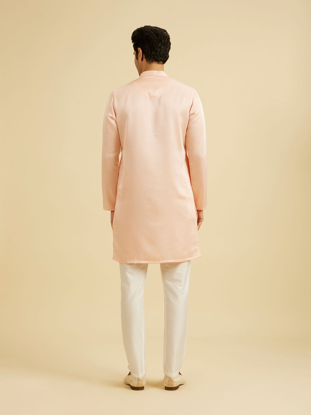 Manyavar Men Glowing Pink Satin Kurta Pajama