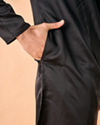Manyavar Men Enchanting Black Satin Kurta Pajama