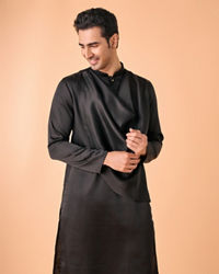 Manyavar Men Enchanting Black Satin Kurta Pajama