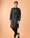 Manyavar Men Enchanting Black Satin Kurta Pajama