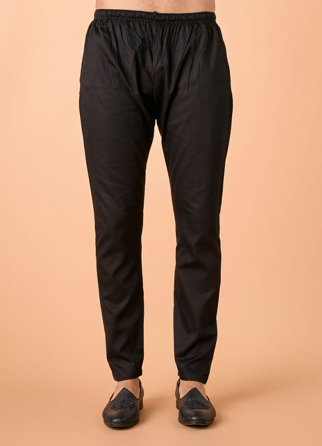 Manyavar Men Enchanting Black Satin Kurta Pajama