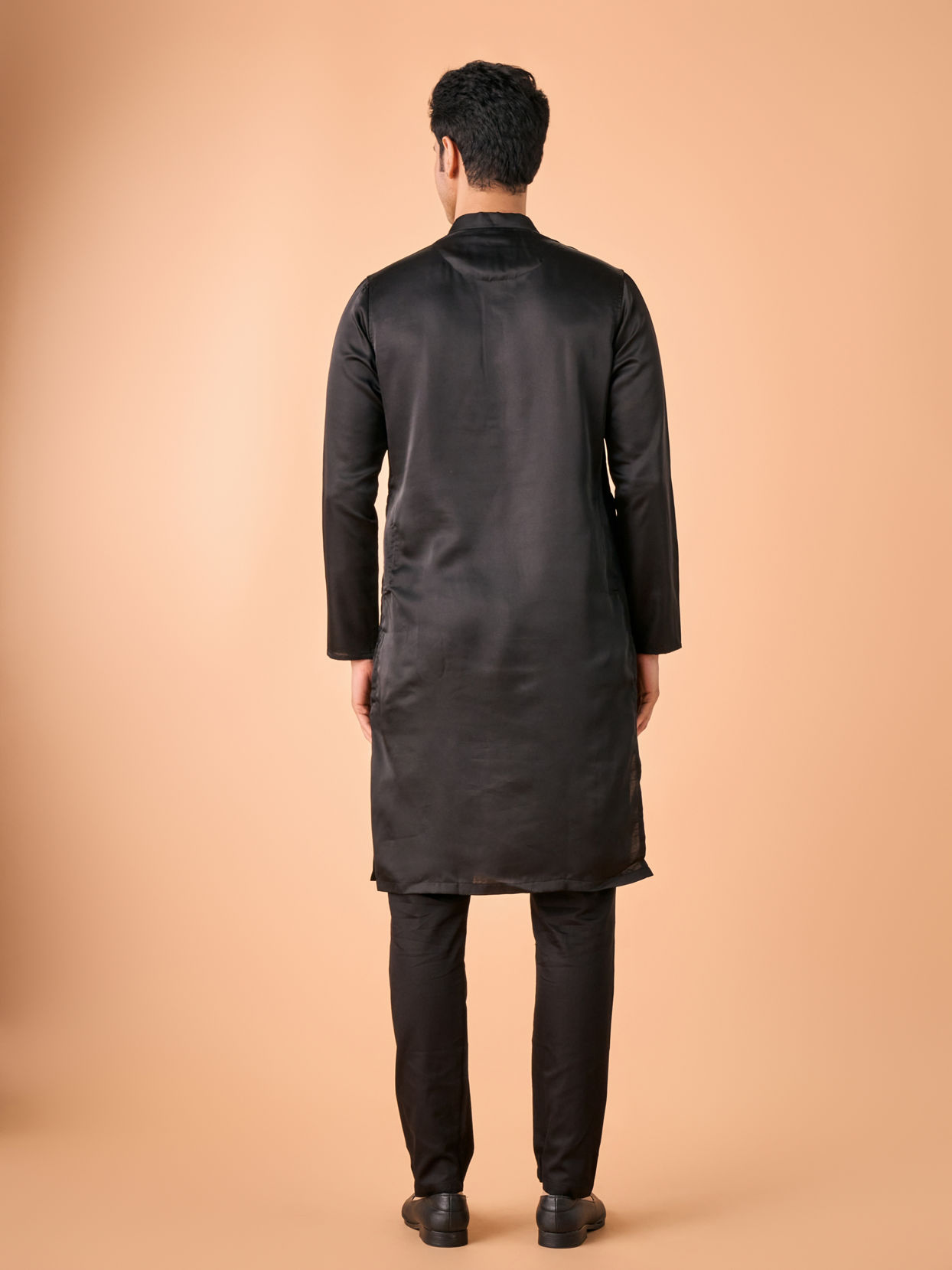 Manyavar Men Enchanting Black Satin Kurta Pajama