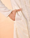 Manyavar Men Cream Satin Elegance Kurta Pajama