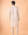 Manyavar Men Cream Satin Elegance Kurta Pajama