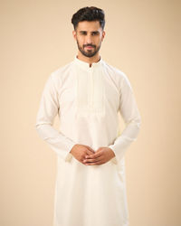 Manyavar Men Radiant Warm White Kurta Pajama