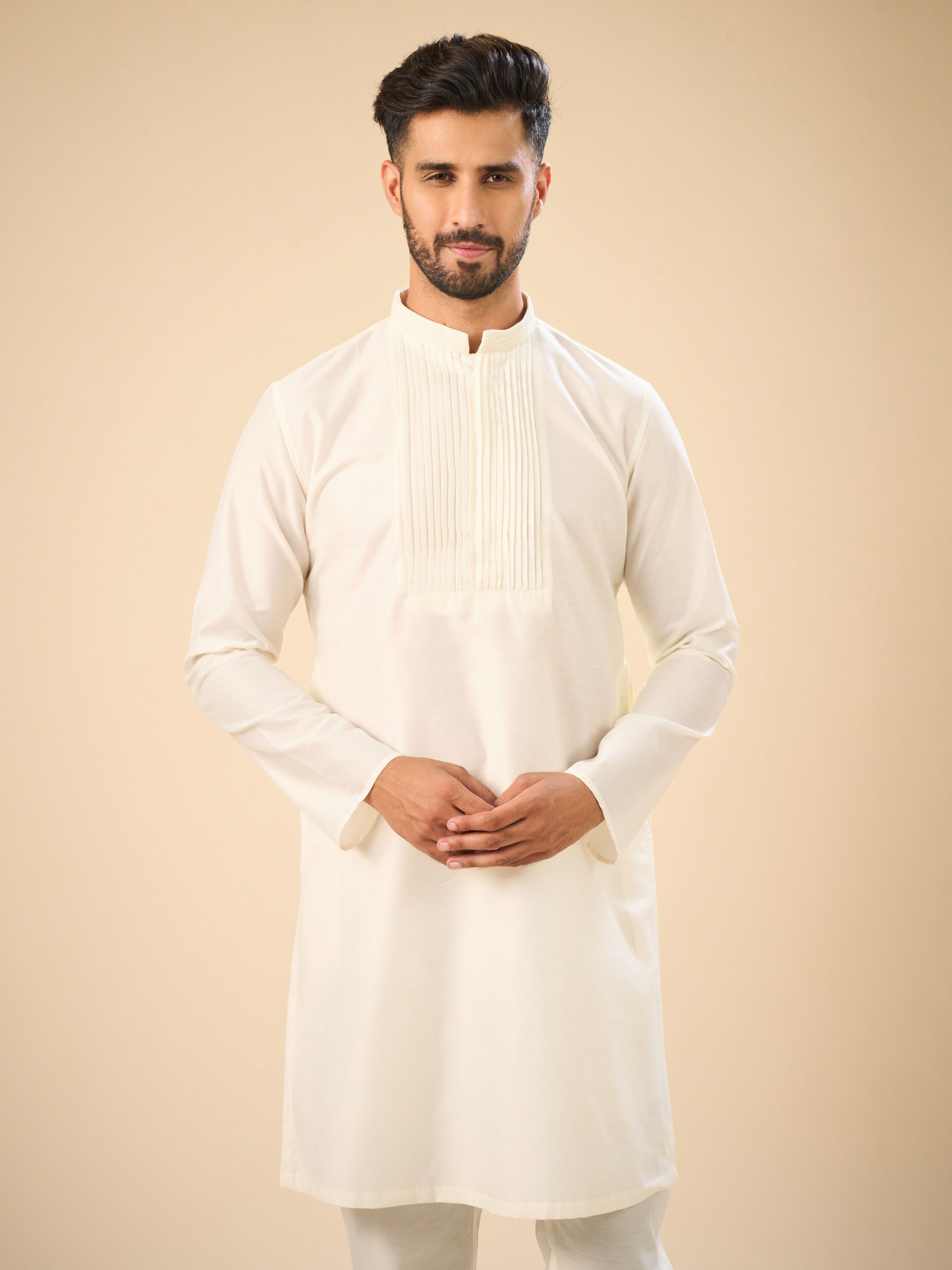 Manyavar Men Radiant Warm White Kurta Pajama