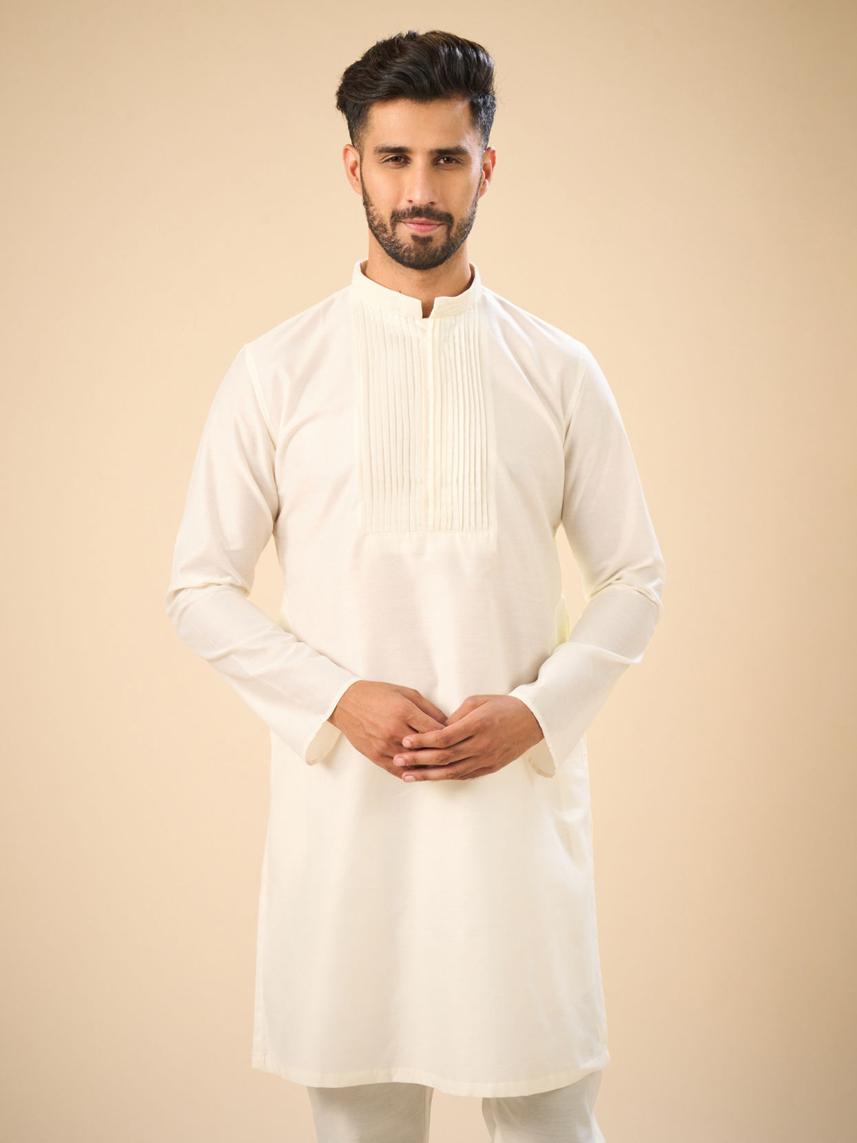 Manyavar Men Radiant Warm White Kurta Pajama