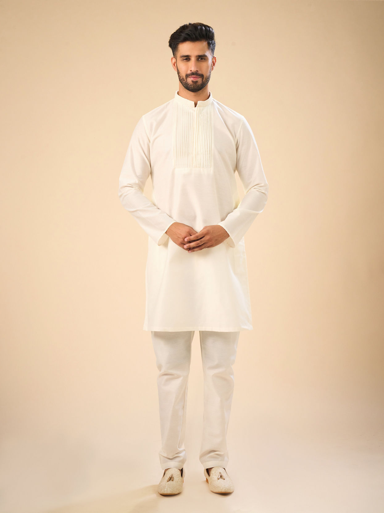 Manyavar Men Radiant Warm White Kurta Pajama